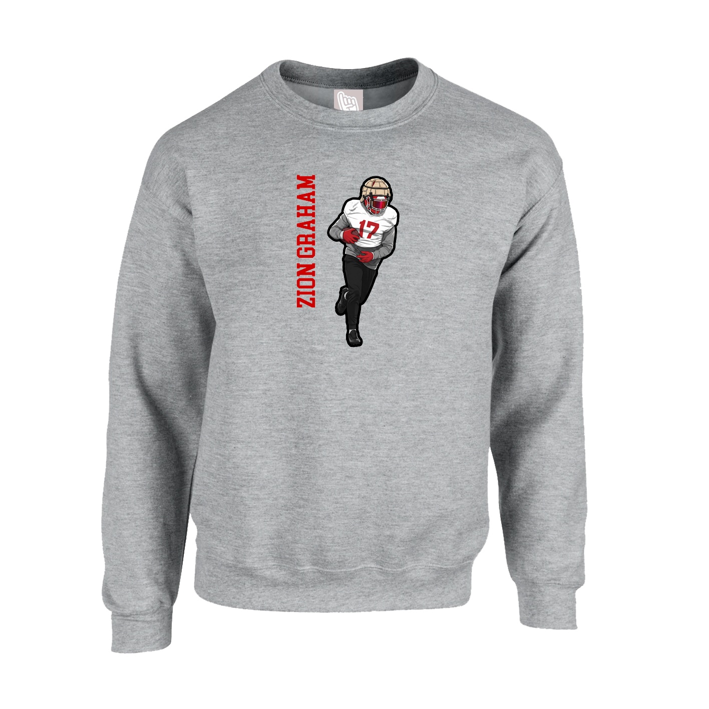 Fleece Crew — Name Vertical in Grey