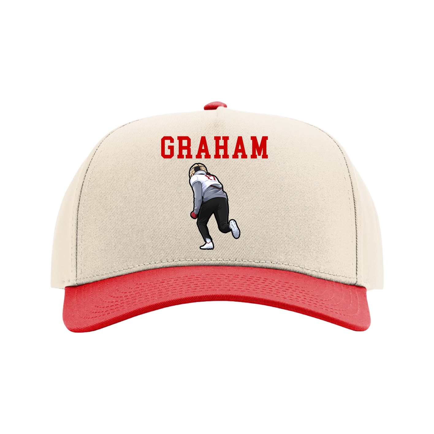Full Fabric Five-Panel Champ Cap — Shirsey in Cream/Red
