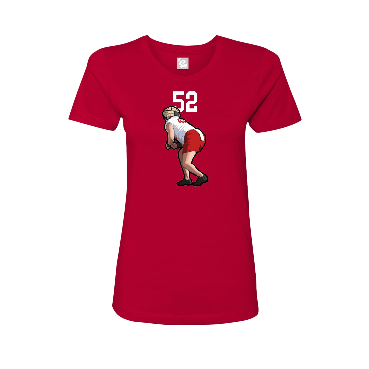 Fitted Women's Tee — Number Top in Red
