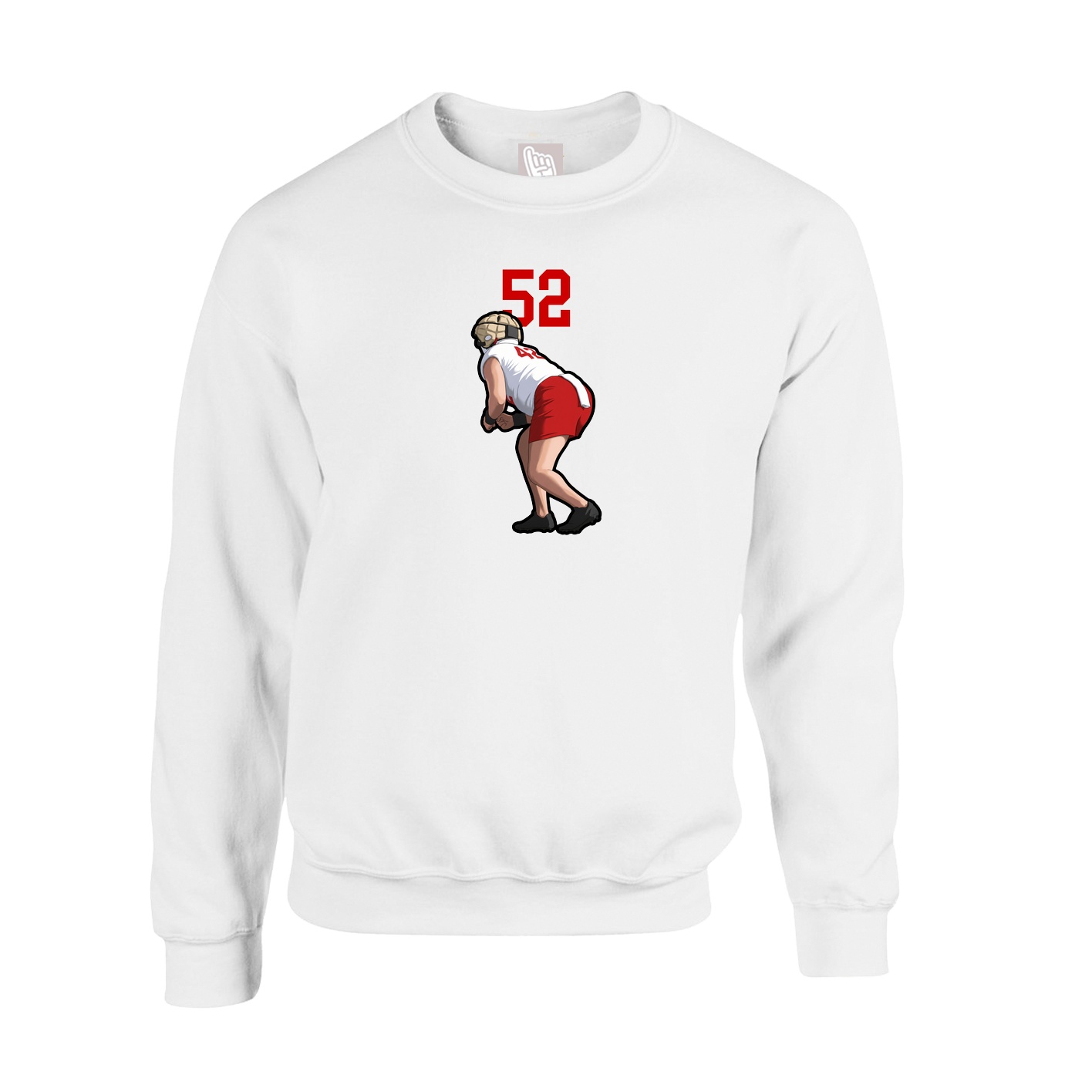 Fleece Crew — Number Top in White