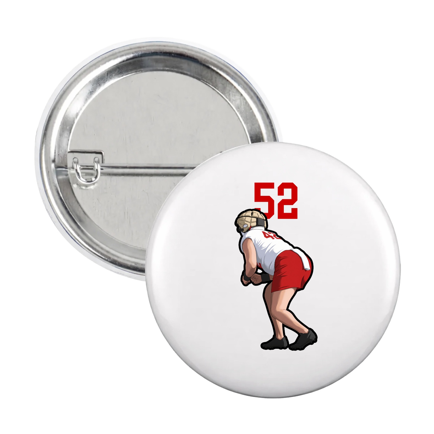 Game Day Button — Number Top in White