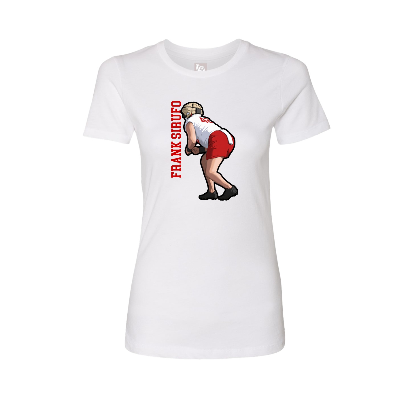Fitted Women's Tee — Name Vertical in White