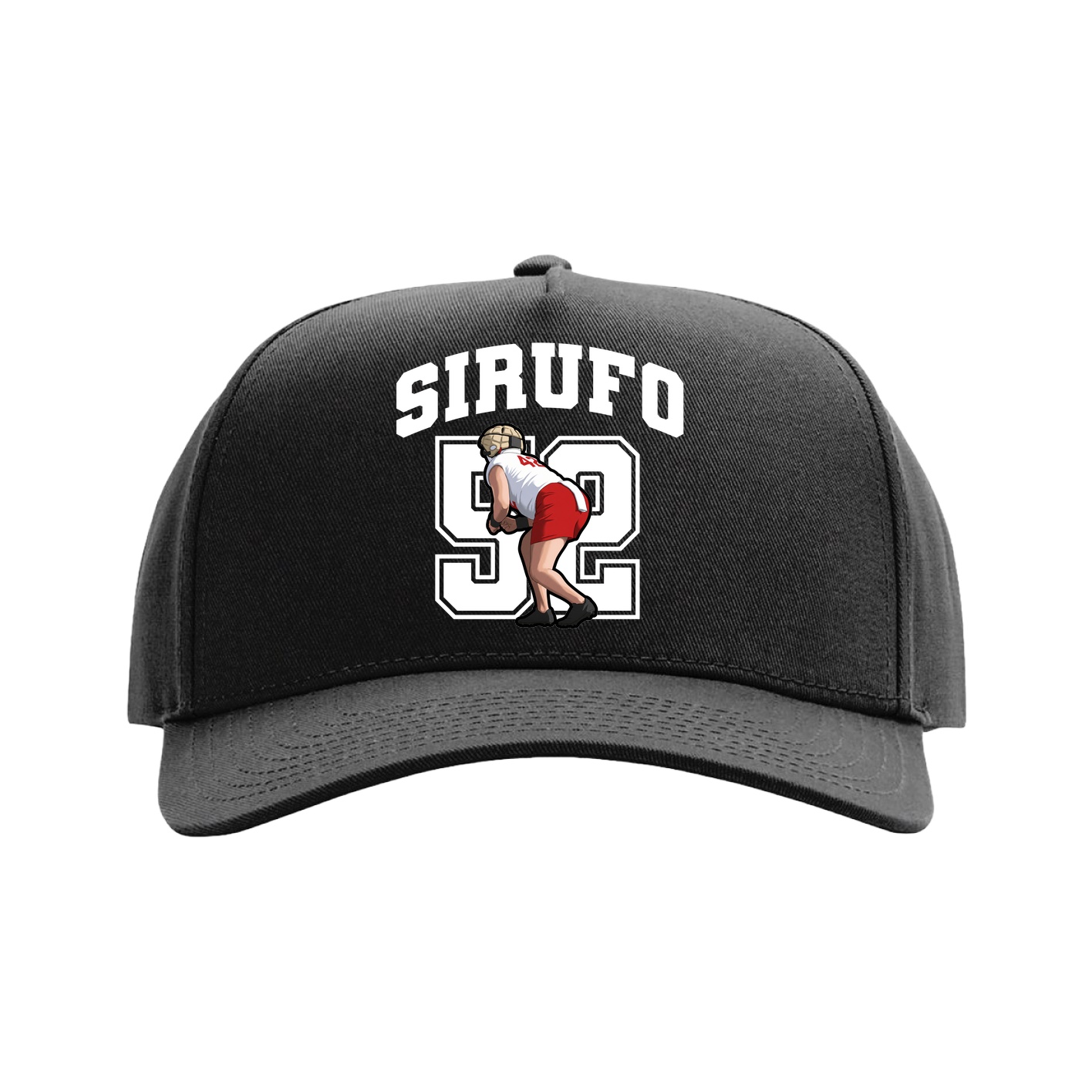 Full Fabric Five-Panel Champ Cap — Number in Black