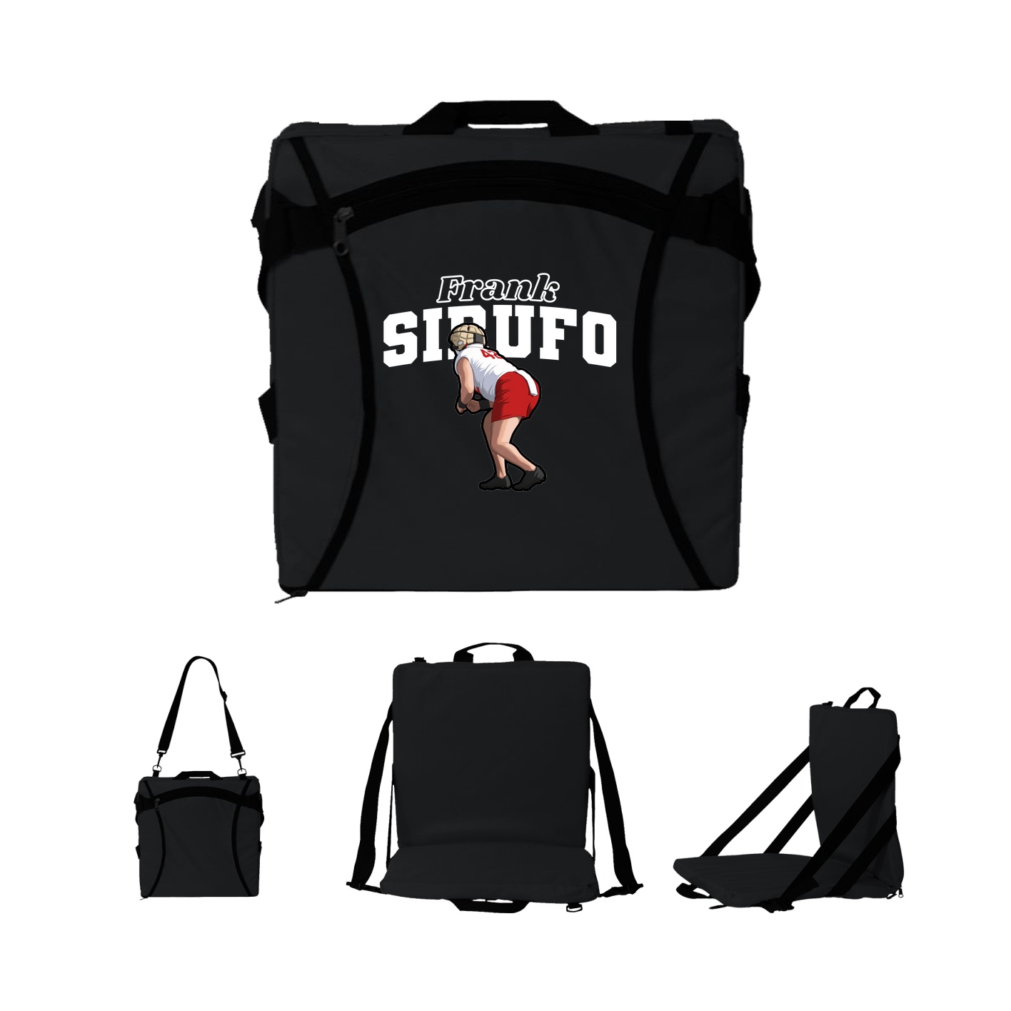 Folding Stadium Seat — Name Arch in Black