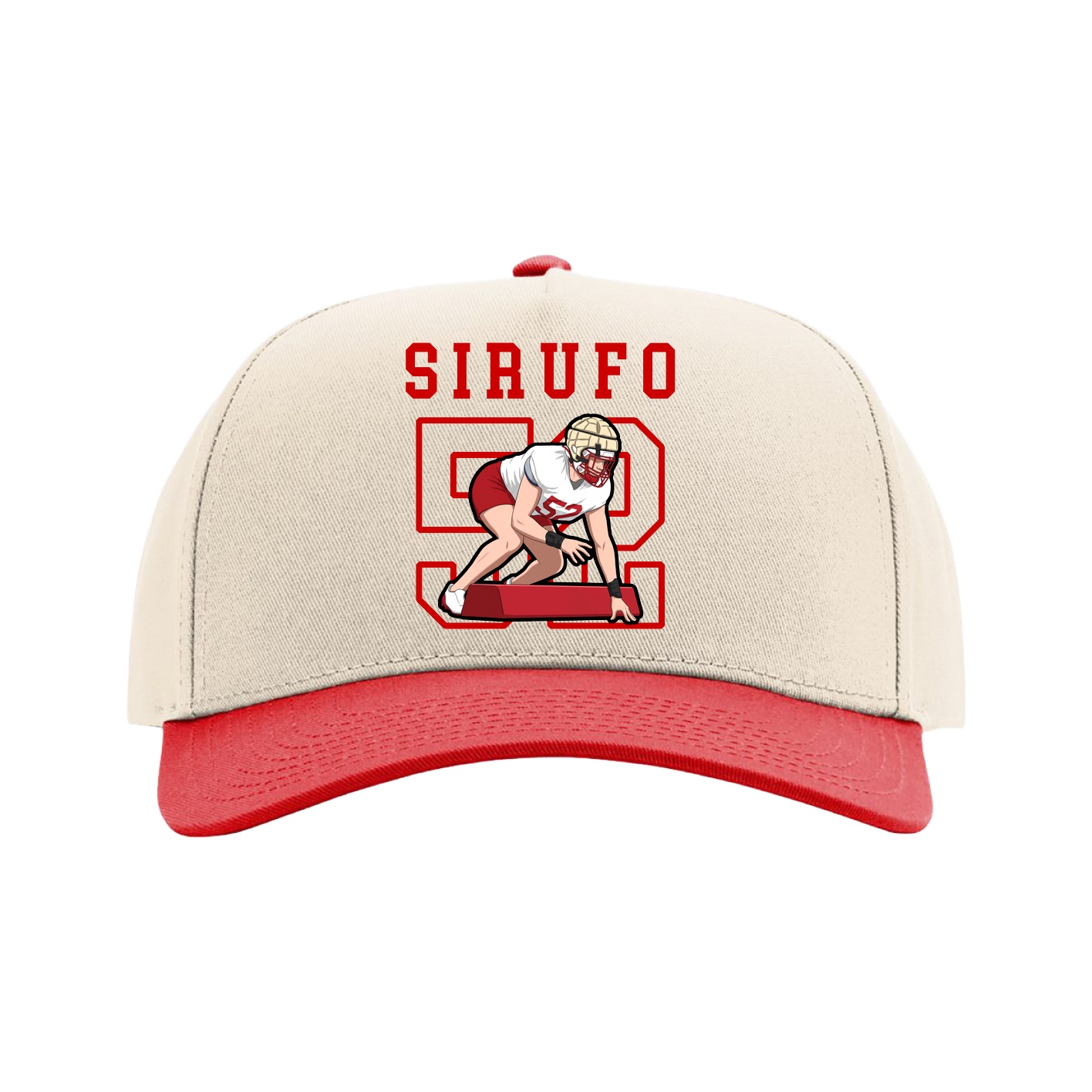 Full Fabric Five-Panel Champ Cap — Shirsey in Cream/Red