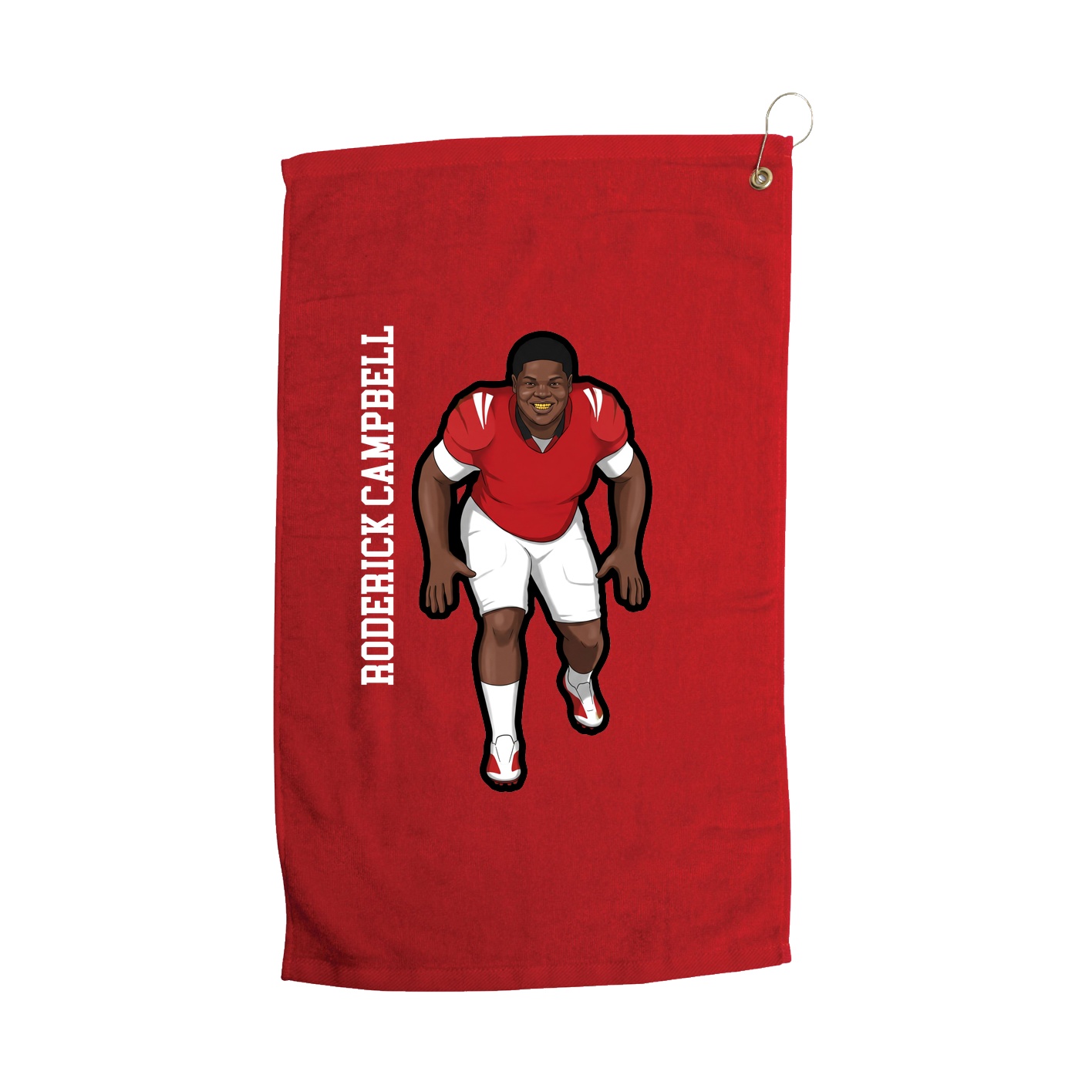 Golf Towel — Name Vertical in Red