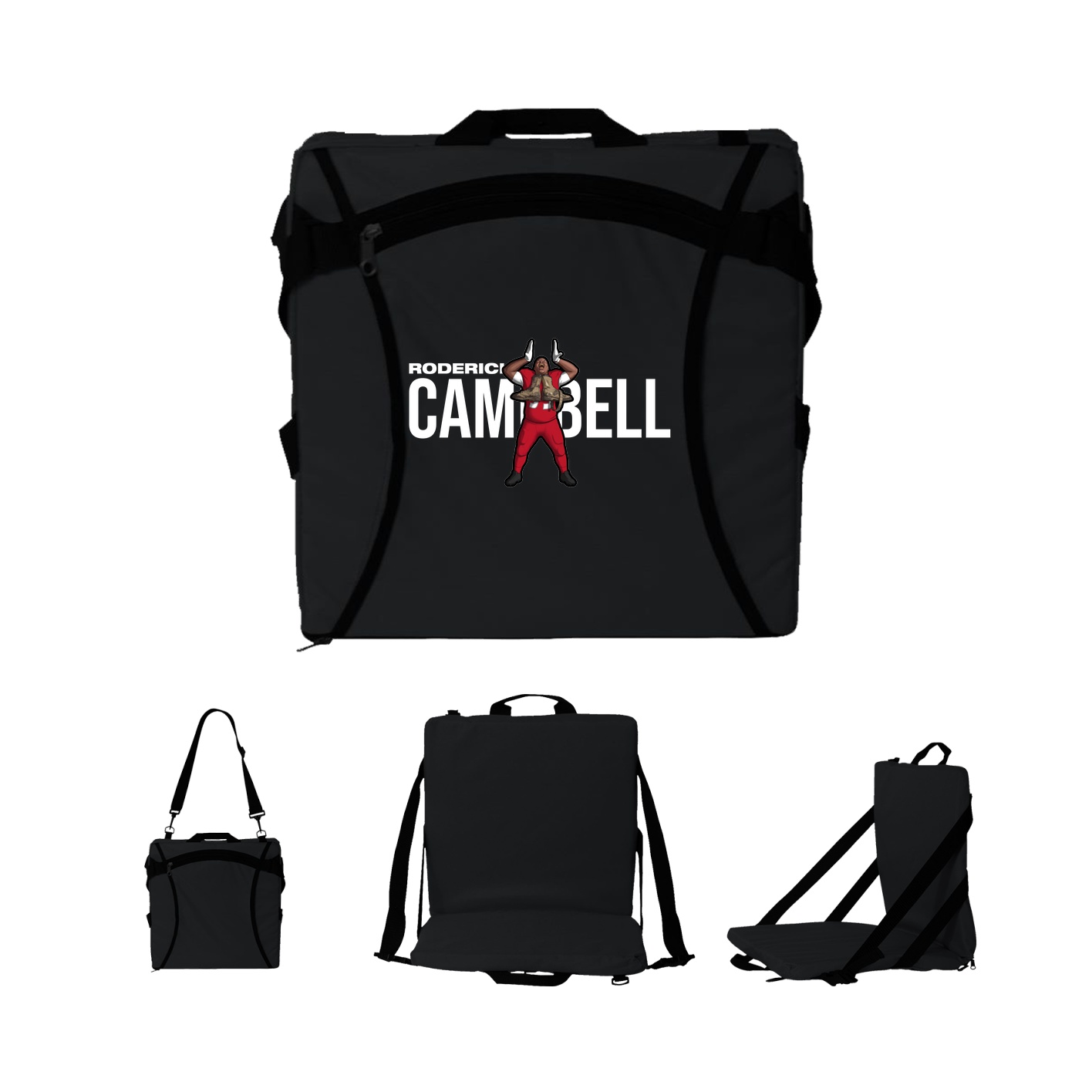 Folding Stadium Seat — Player Name in Black