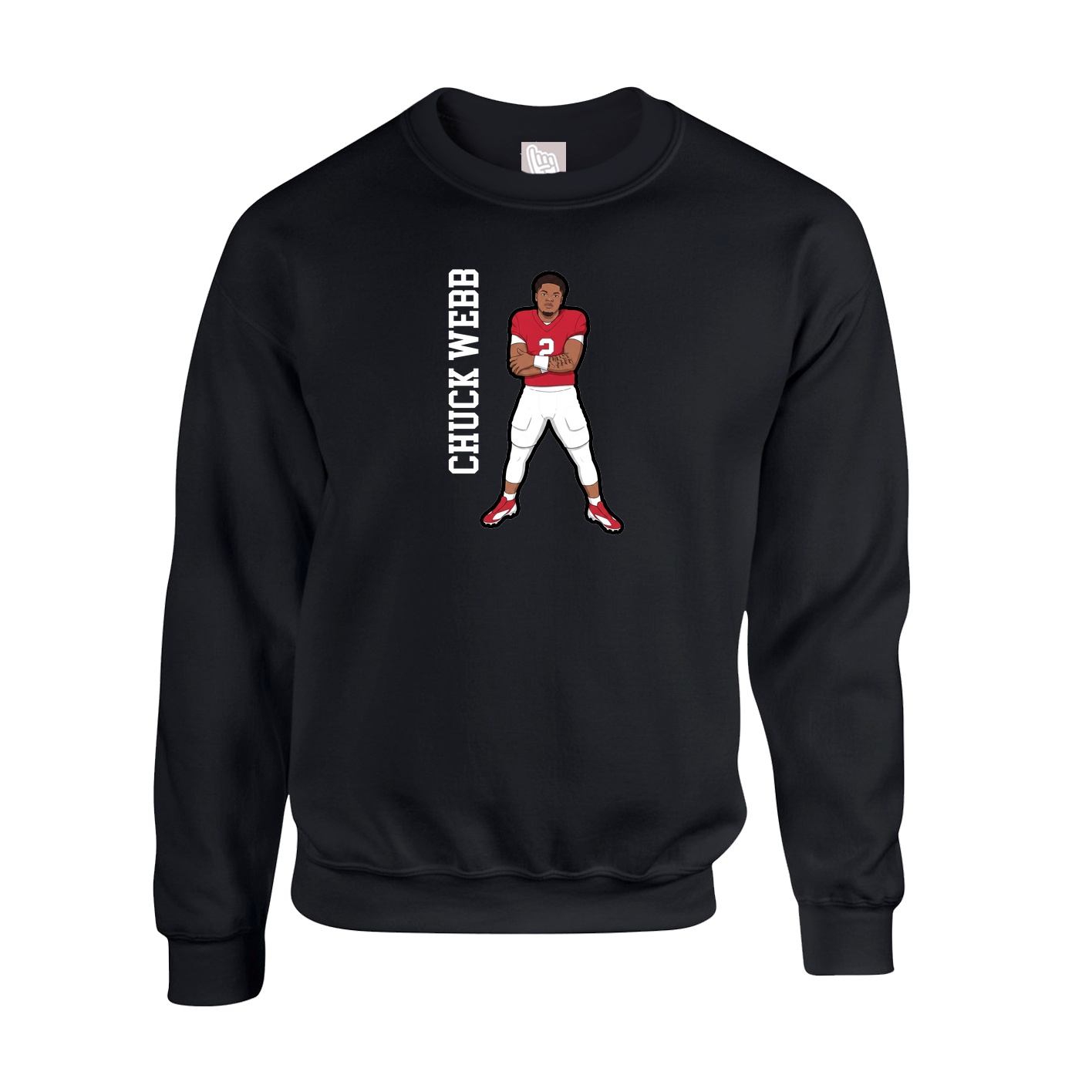 Fleece Crew — Name Vertical in Black