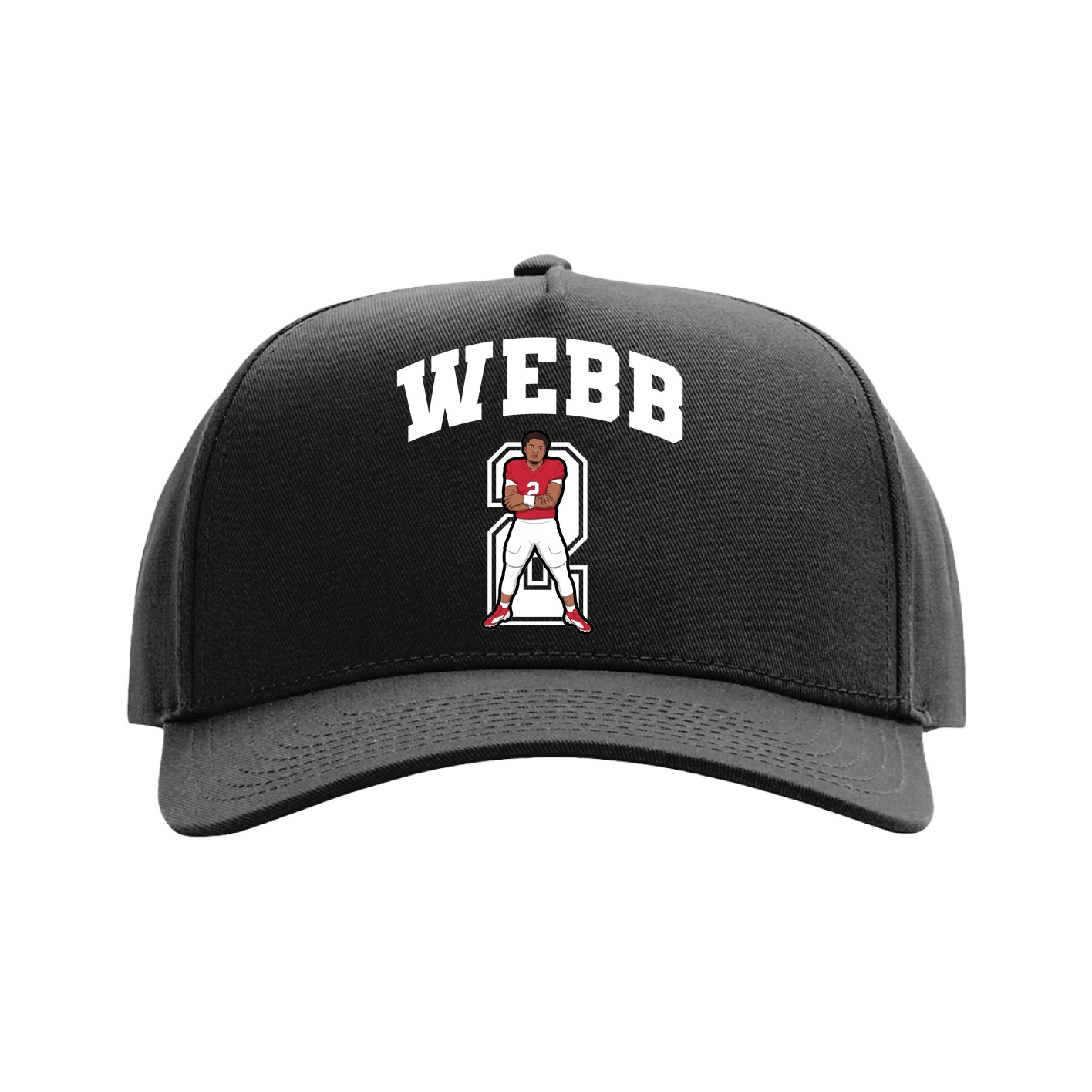 Full Fabric Five-Panel Champ Cap — Number in Black