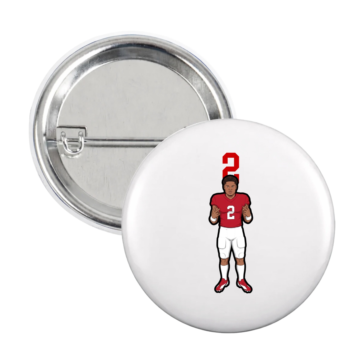 Game Day Button — Number Top in White