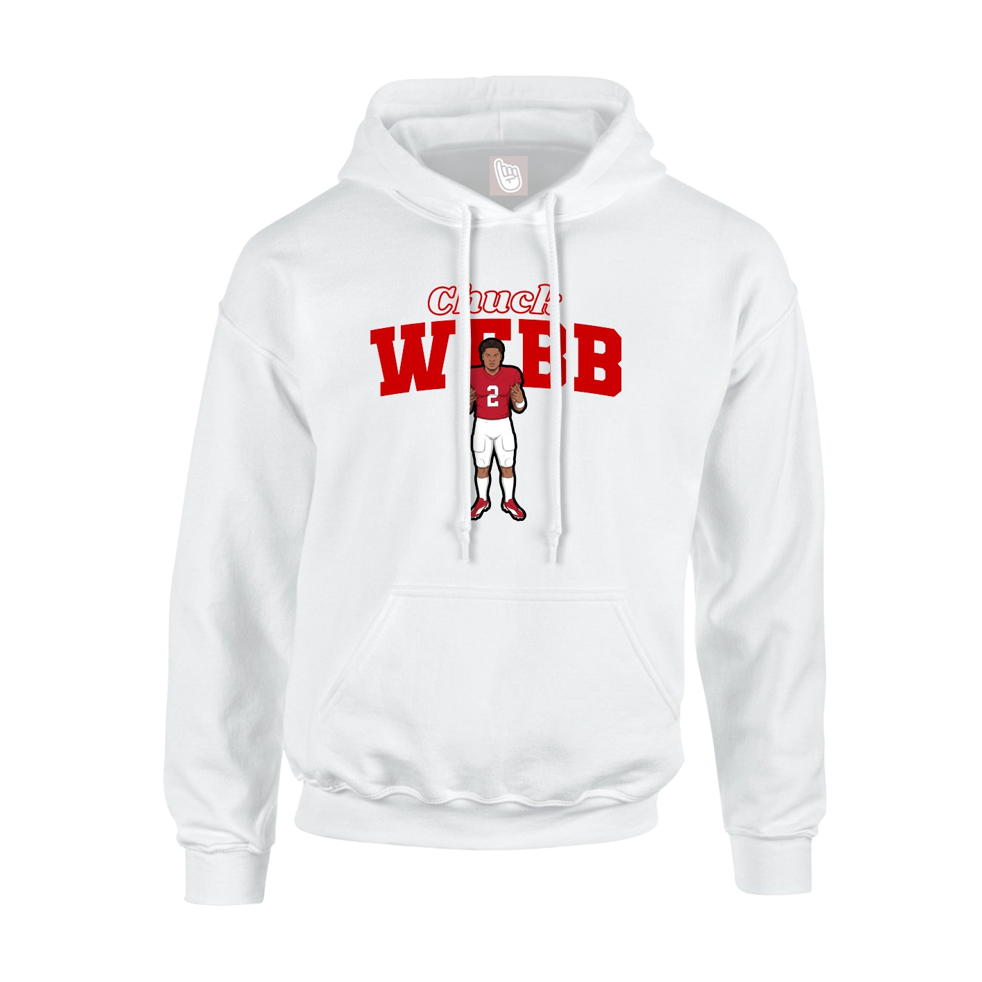 Youth Hoodie — Name Arch in White