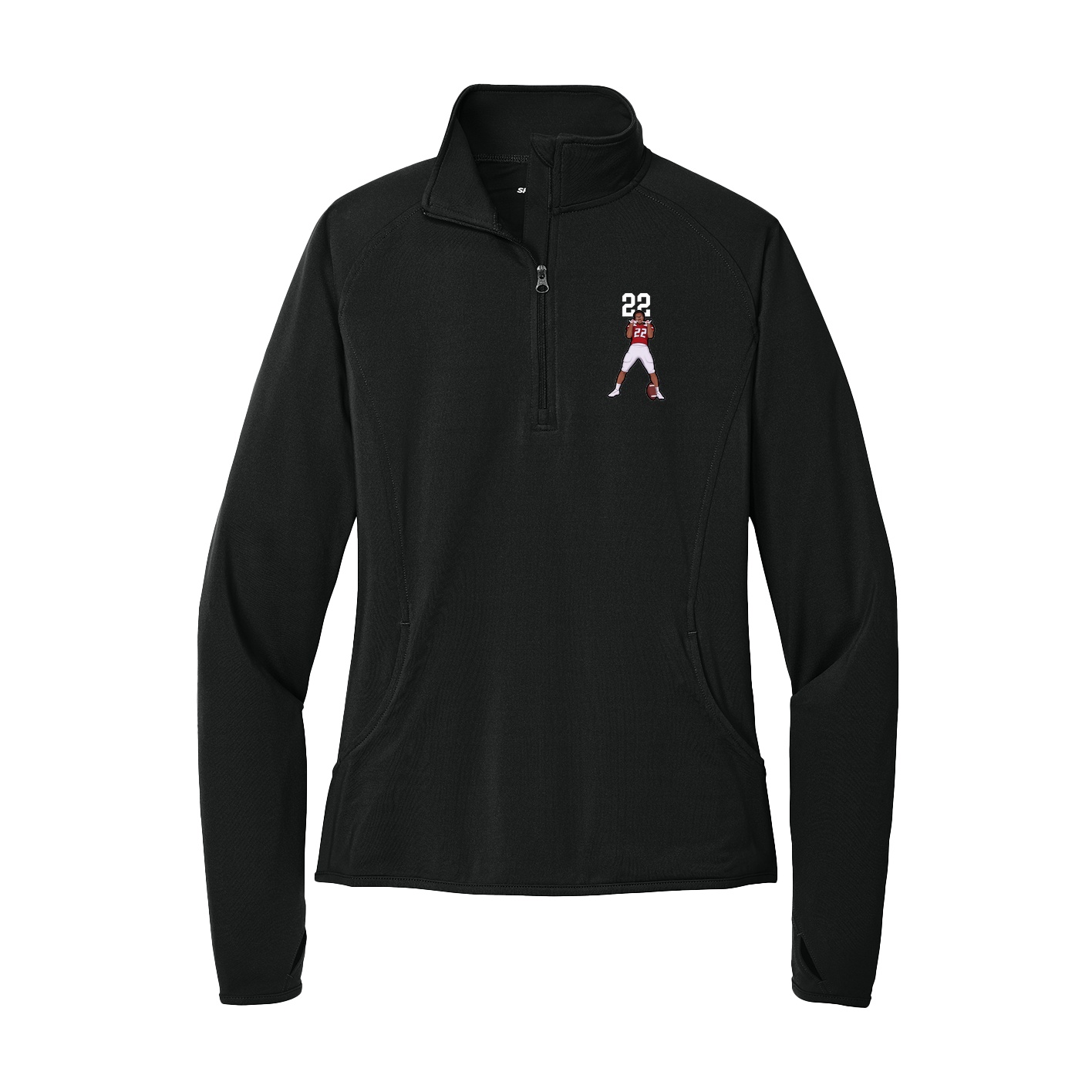 Women's Q-Zip Pullover — Number Top in Black