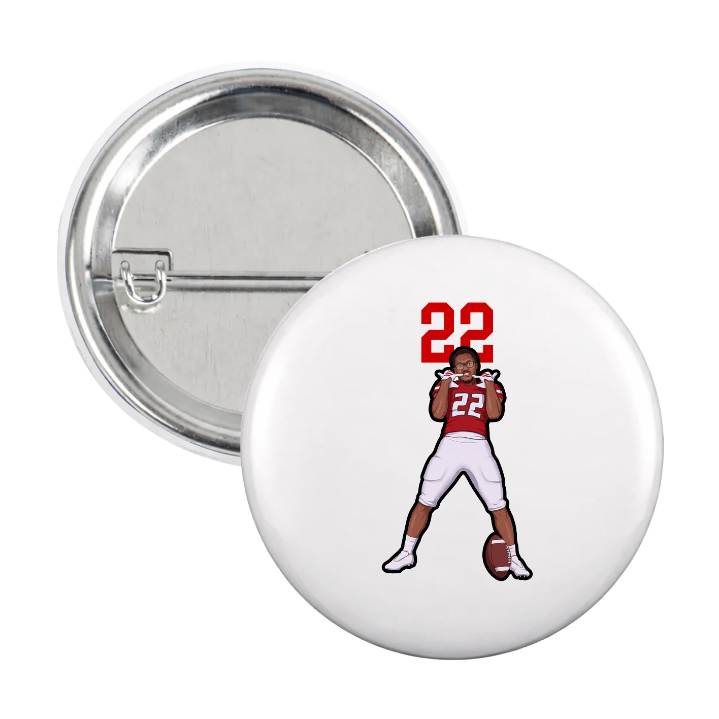 Game Day Button — Number Top in White