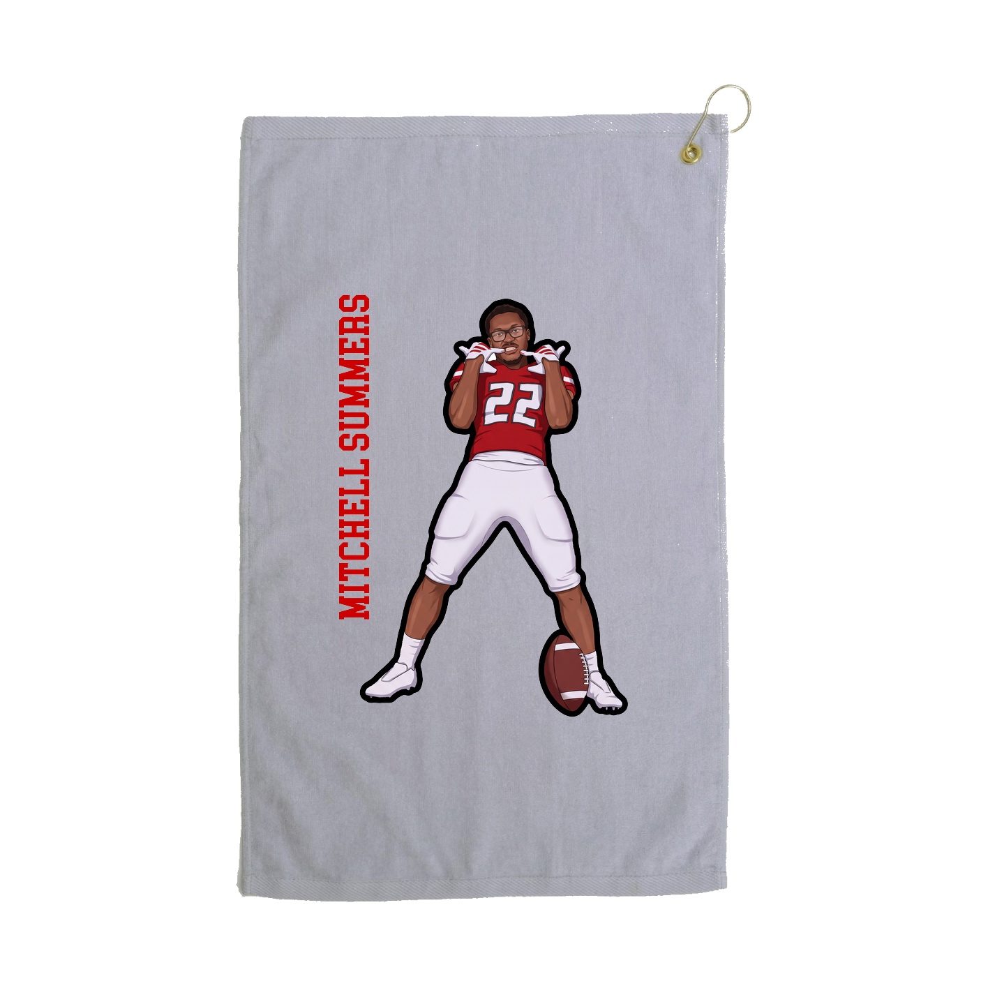 Golf Towel — Name Vertical in Grey