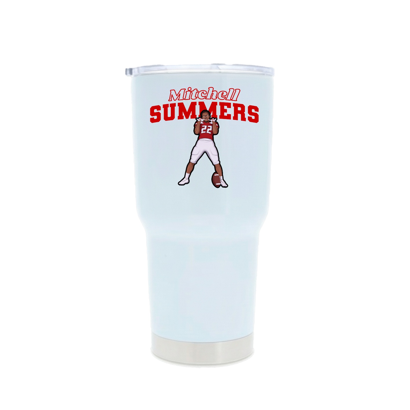 30oz Stainless Steel Tumbler — Name Arch in White