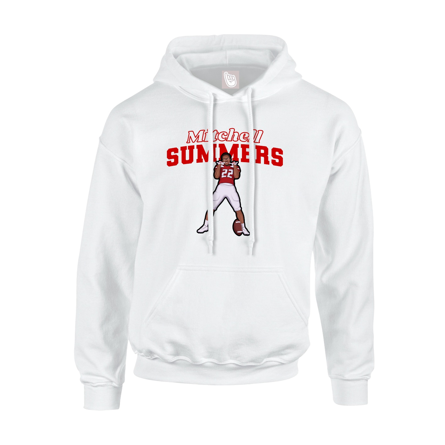 Youth Hoodie — Name Arch in White