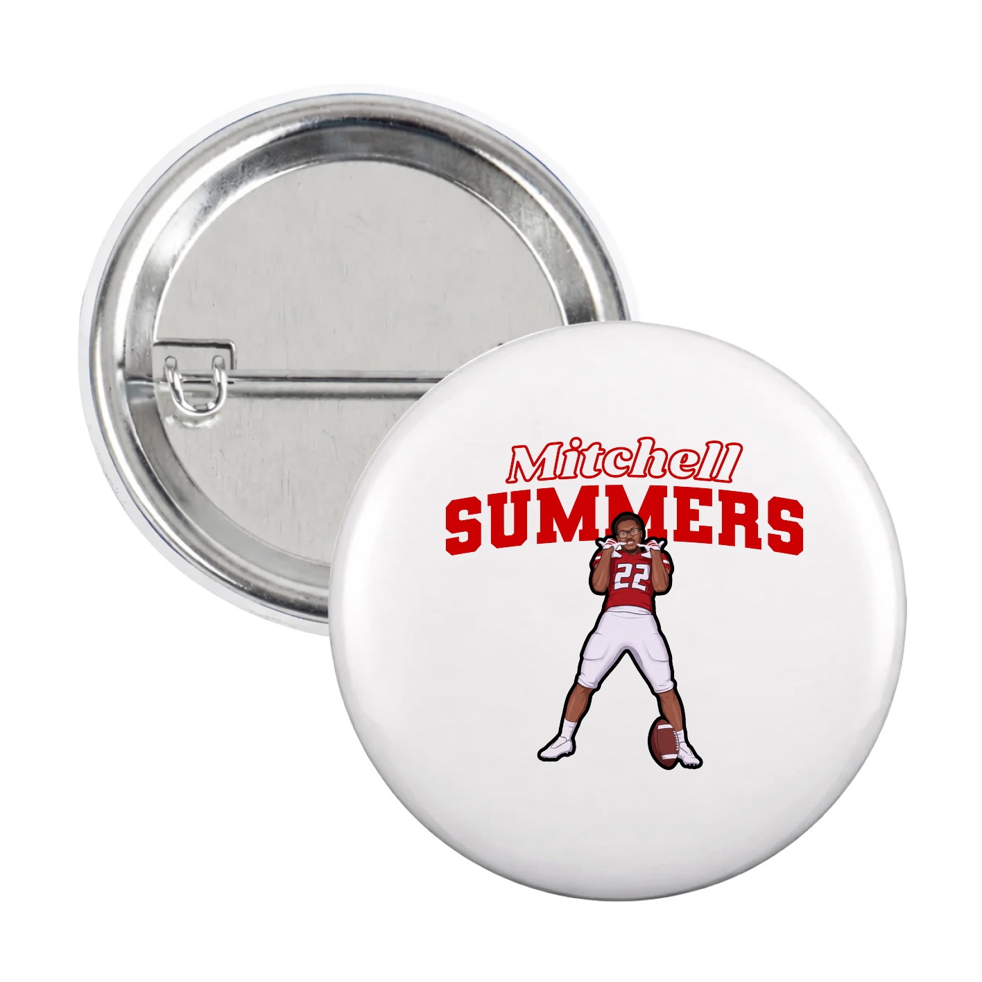 Game Day Button — Name Arch in White