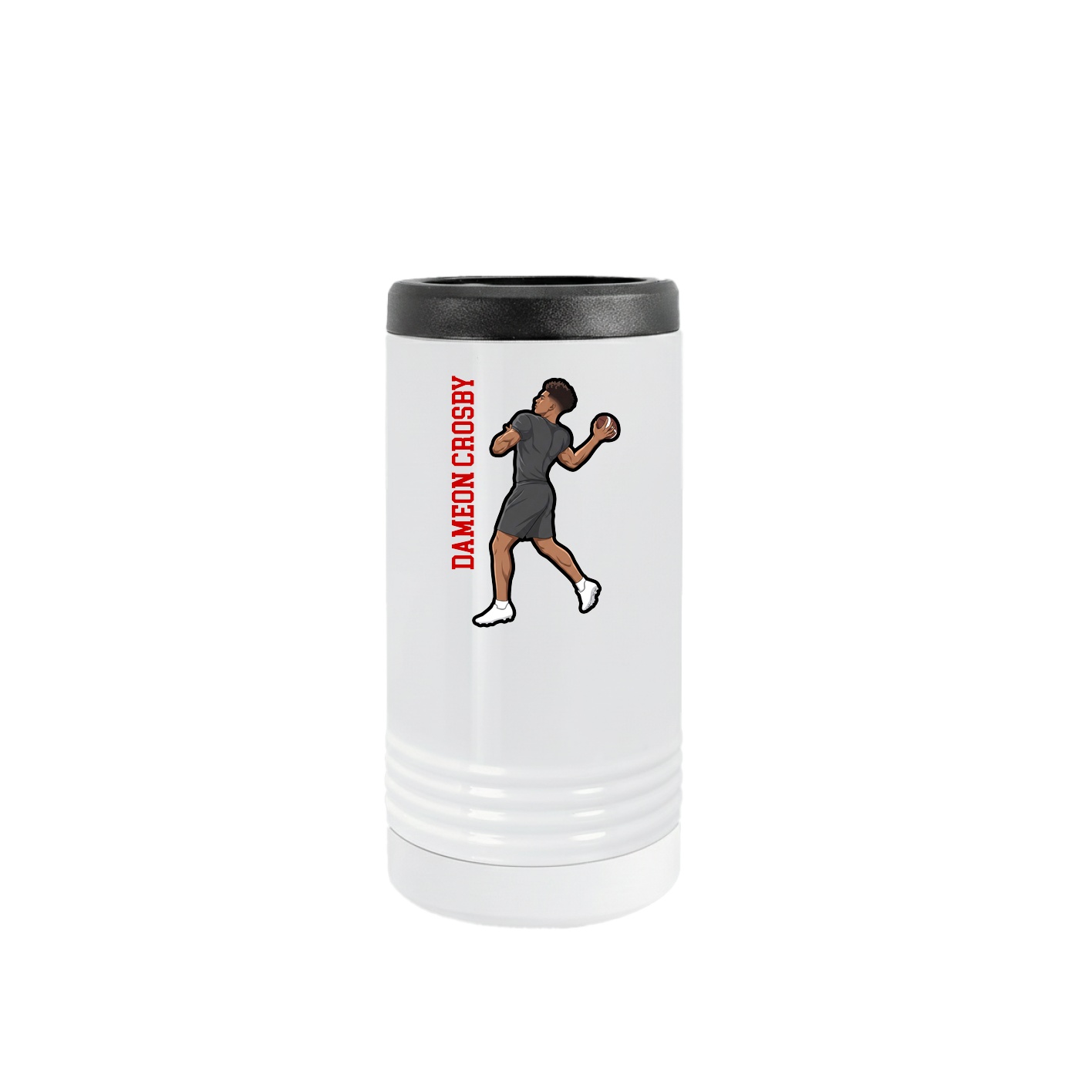 Slim Beverage Holder — Name Vertical in White