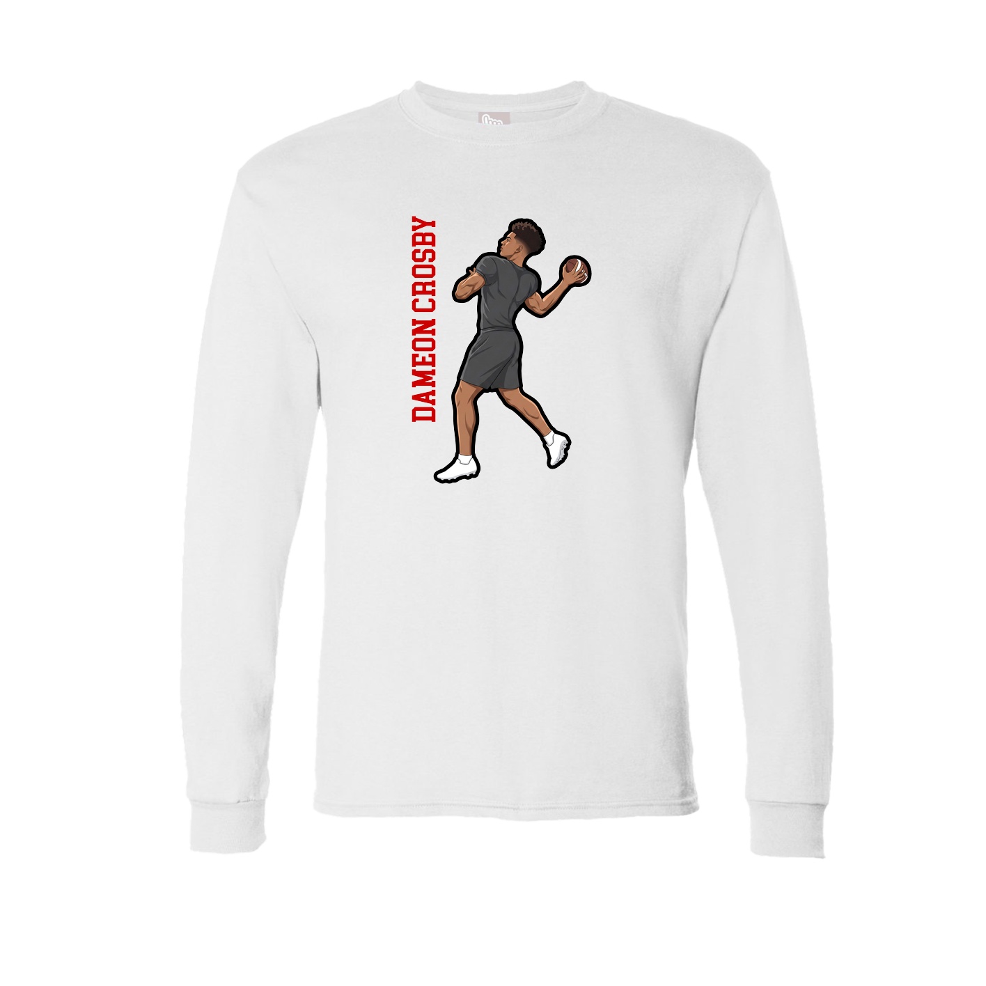 Long Sleeve Tee — Name Vertical in White