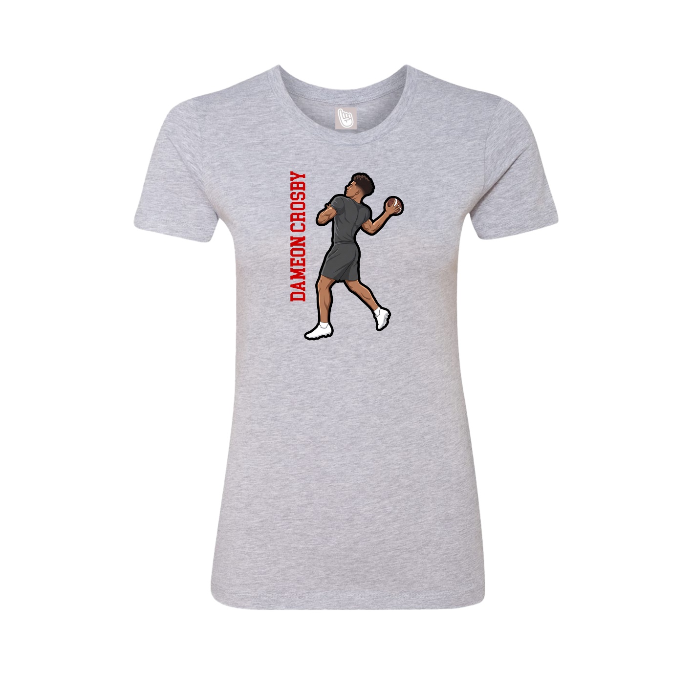 Fitted Women's Tee — Name Vertical in Grey