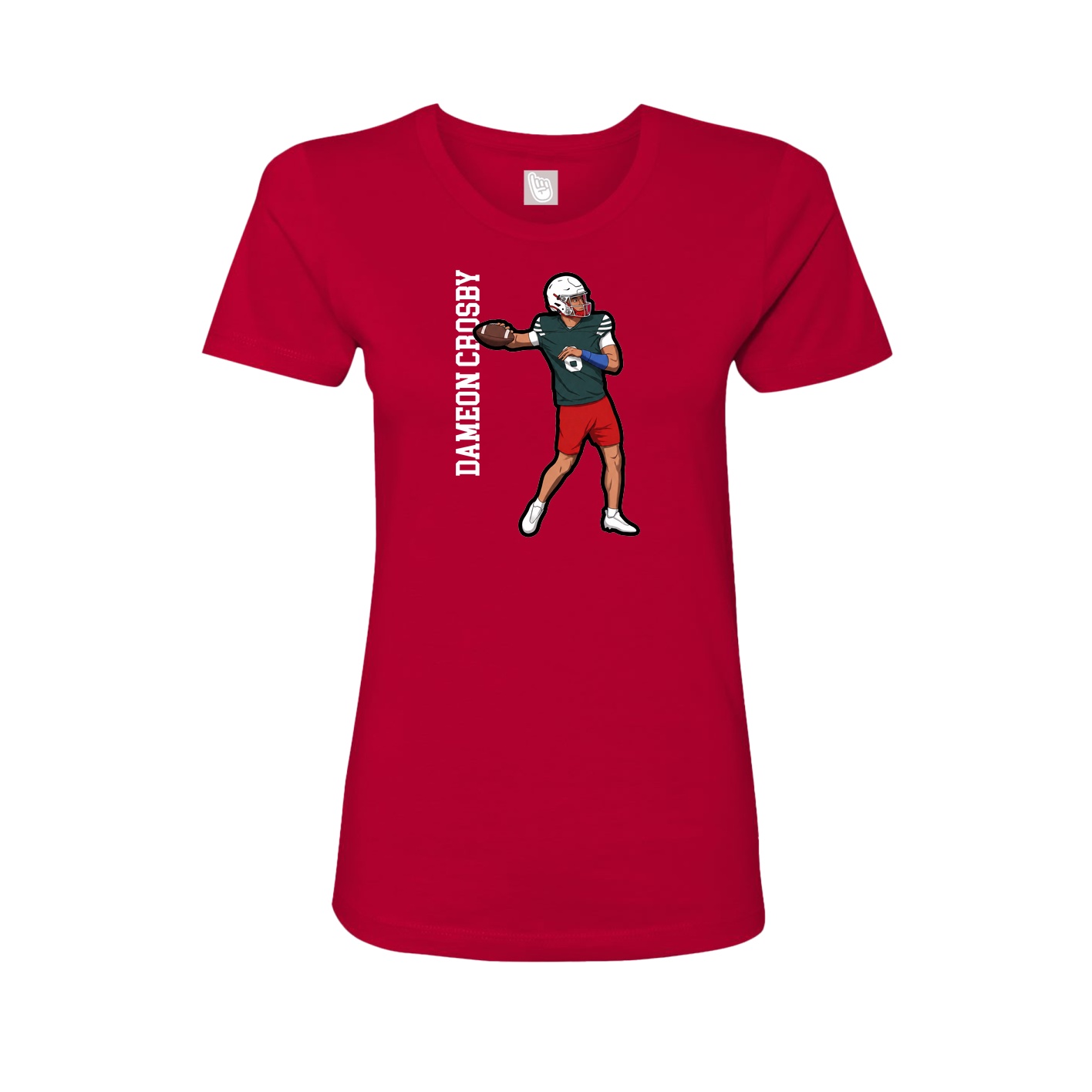 Fitted Women's Tee — Name Vertical in Red