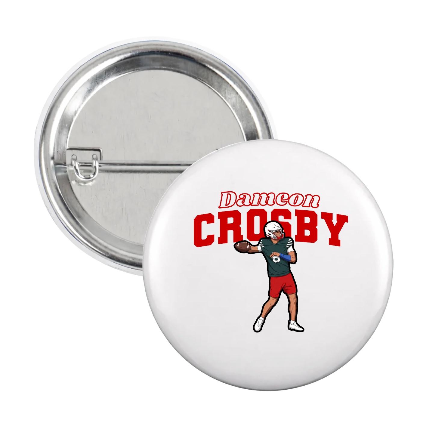 Game Day Button — Name Arch in White