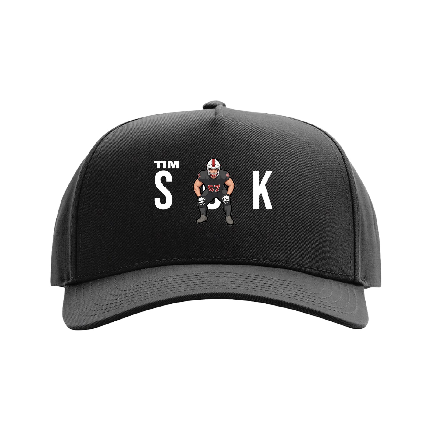 Full Fabric Five-Panel Champ Cap — Player Name in Black