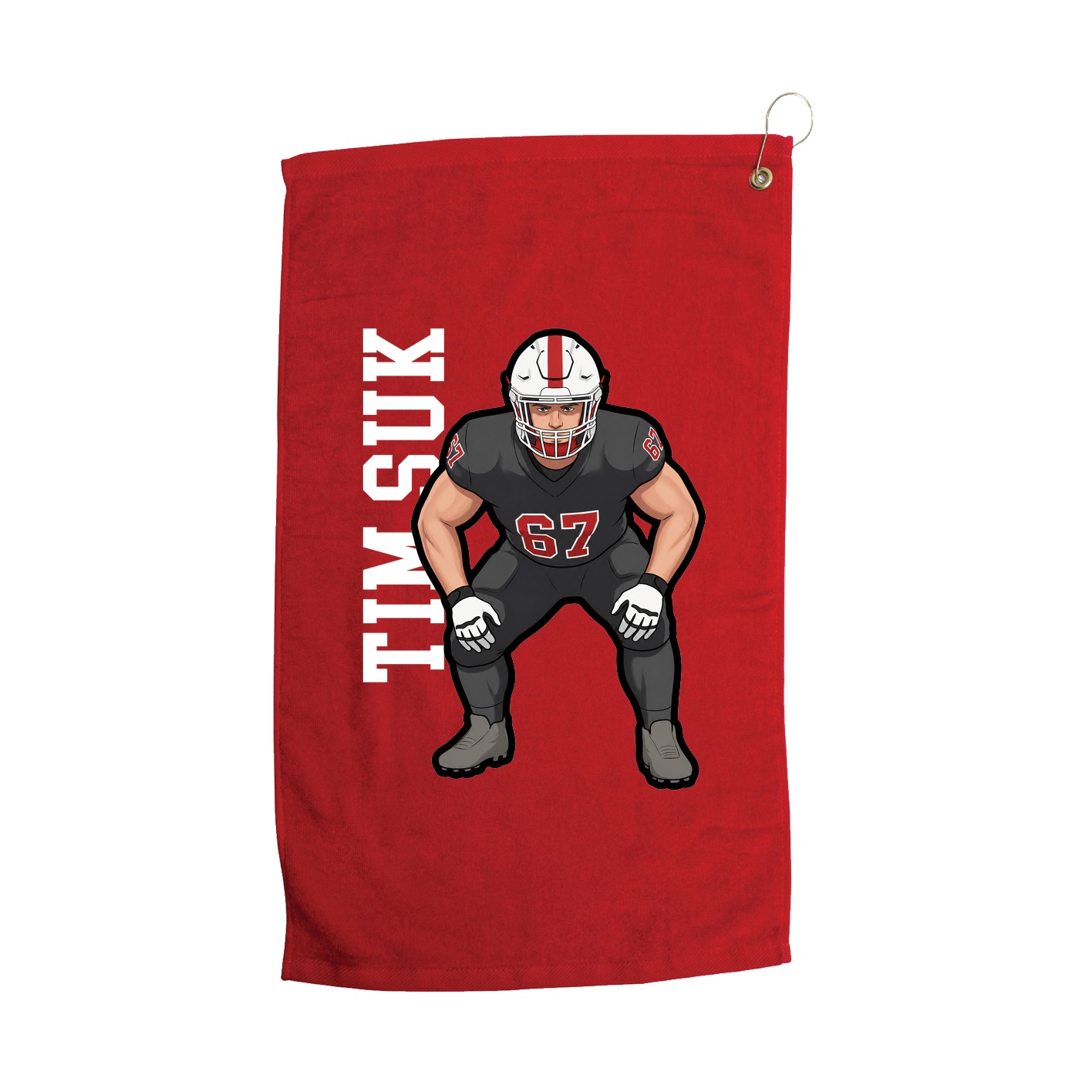 Golf Towel — Name Vertical in Red