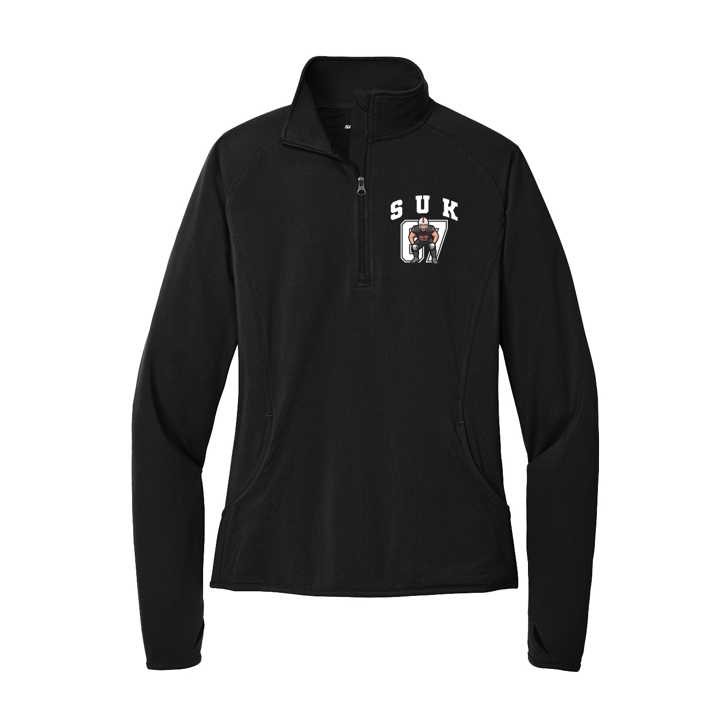 Women's Q-Zip Pullover — Number in Black