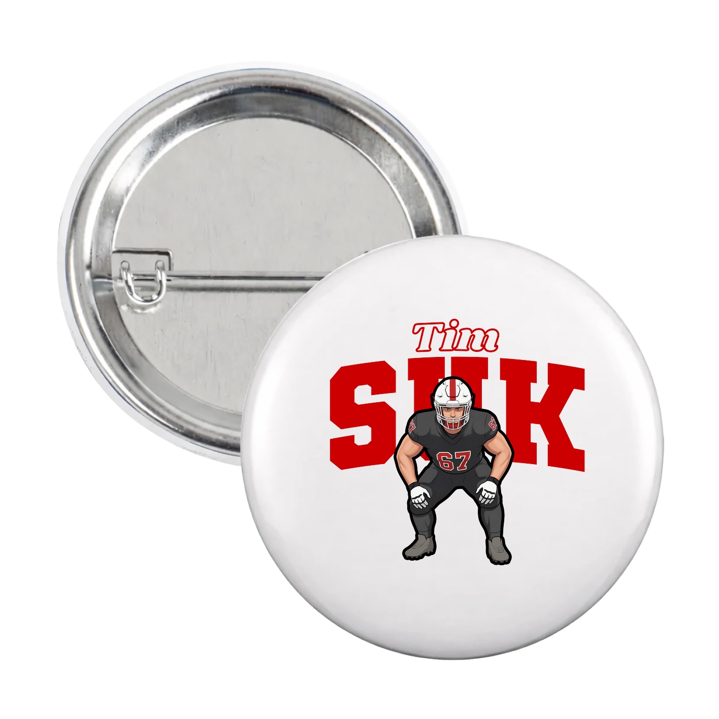 Game Day Button — Name Arch in White
