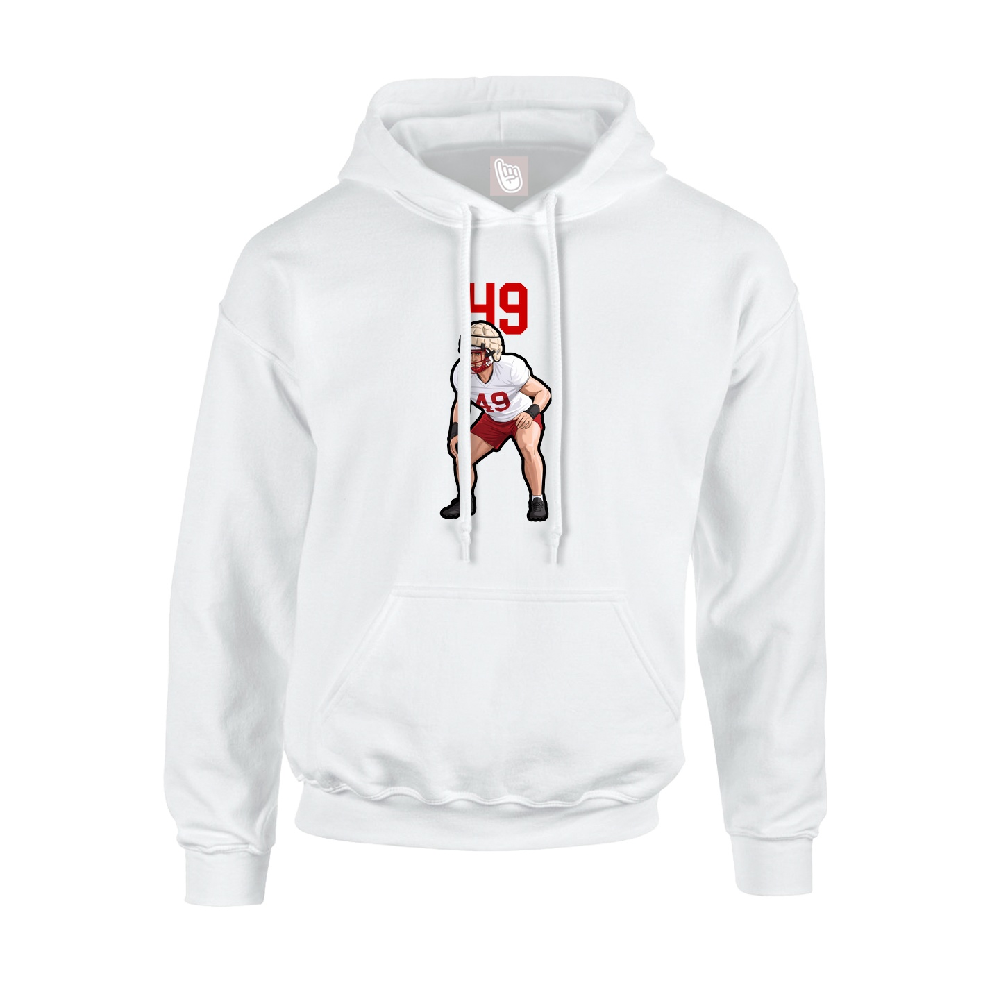 Youth Hoodie — Number Top in White