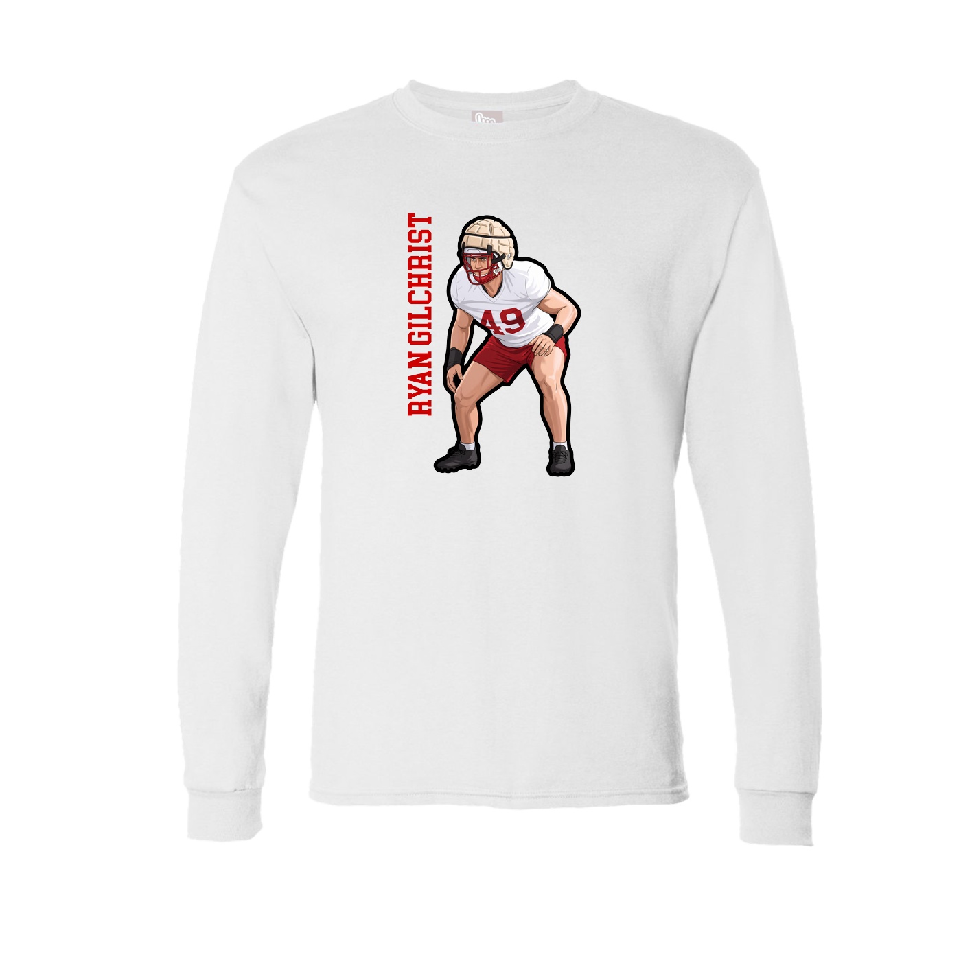 Long Sleeve Tee — Name Vertical in White