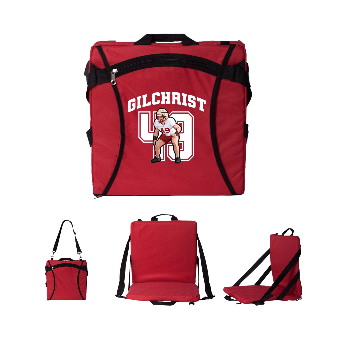 Folding Stadium Seat — Number in Red
