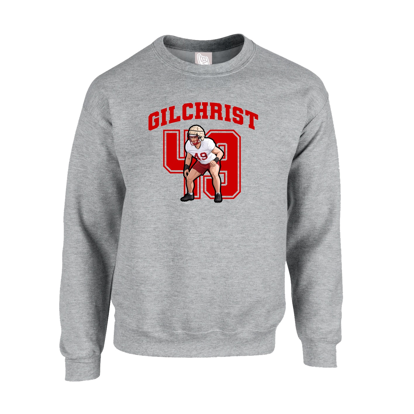 Fleece Crew — Number in Grey