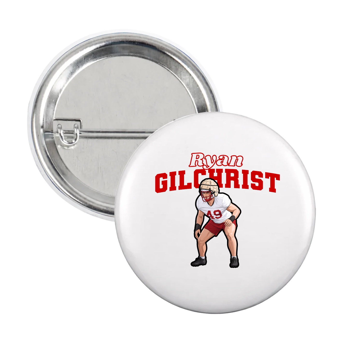 Game Day Button — Name Arch in White