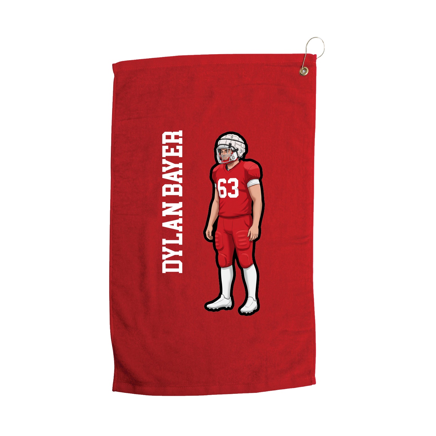 Golf Towel — Name Vertical in Red