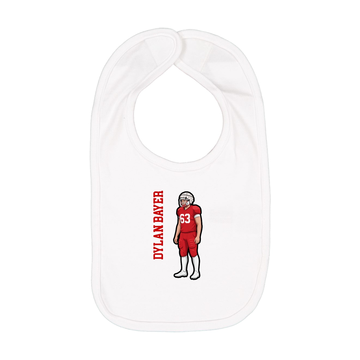 Infant Bib — Name Vertical in White