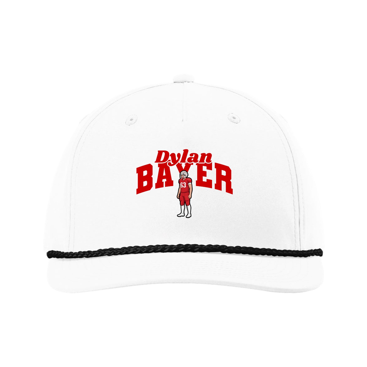 Five-Panel Classic Rope Cap — Signature Arch in White