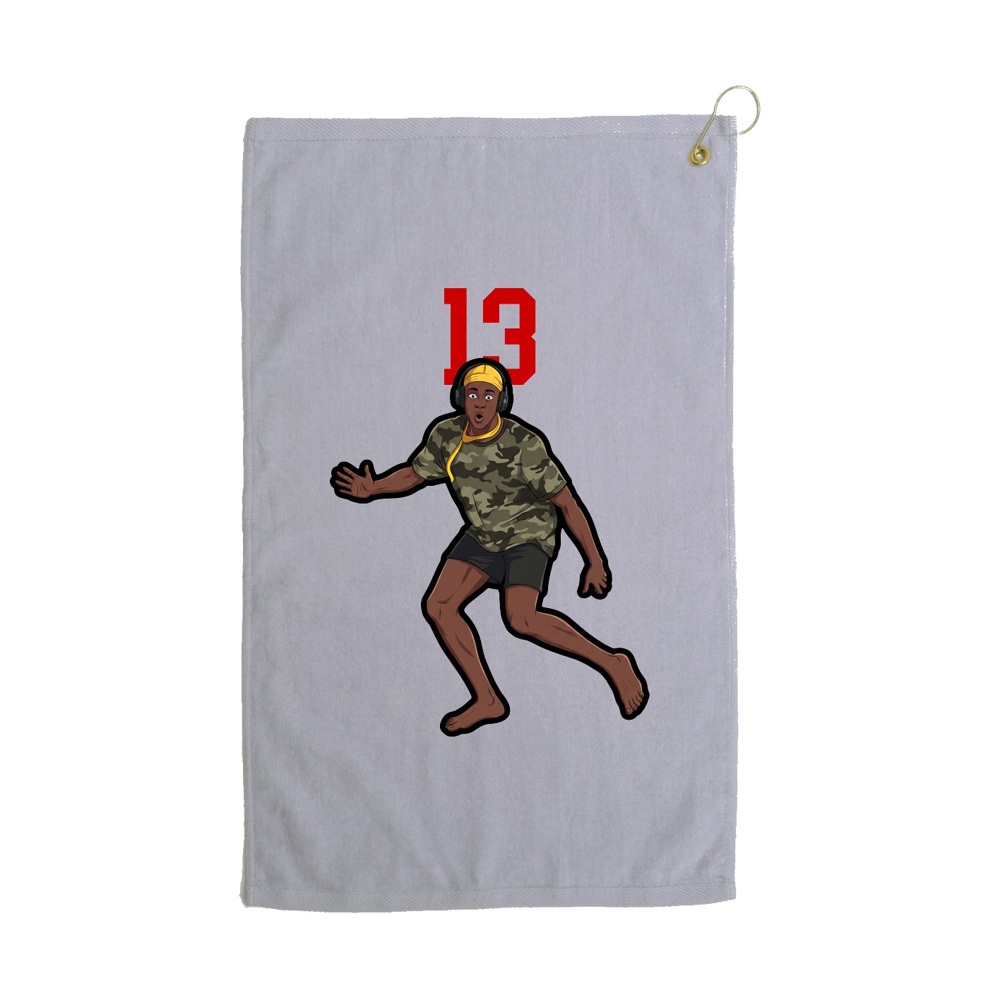 Golf Towel — Number Top in Grey