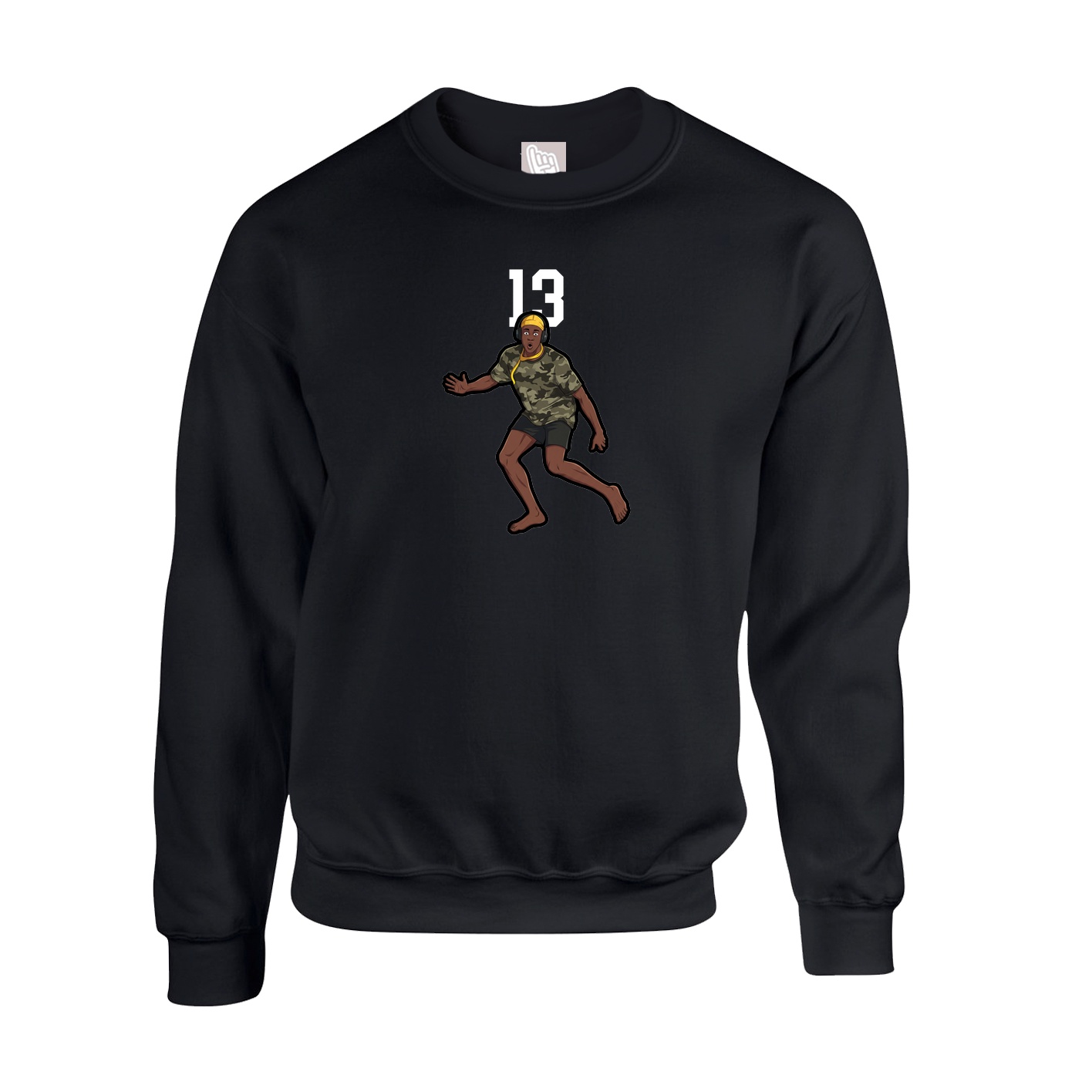 Fleece Crew — Number Top in Black