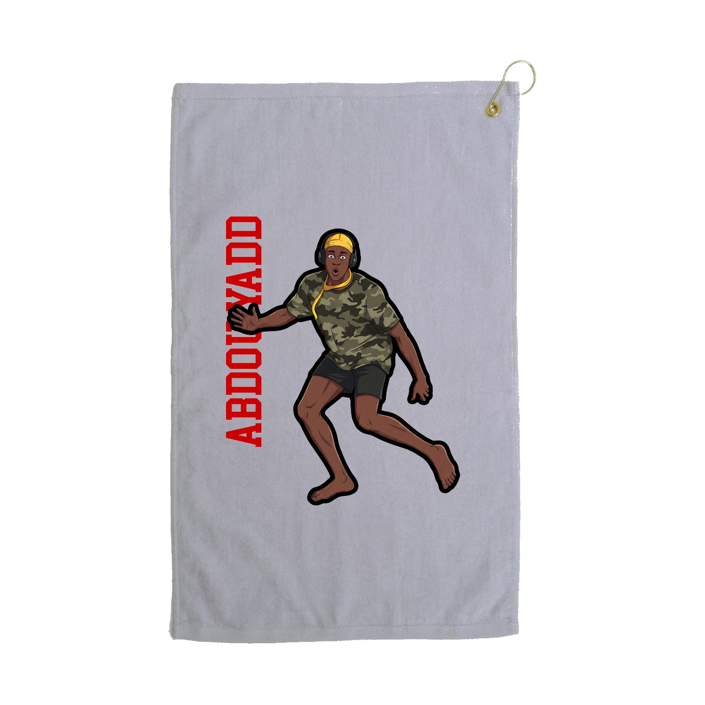 Golf Towel — Name Vertical in Grey