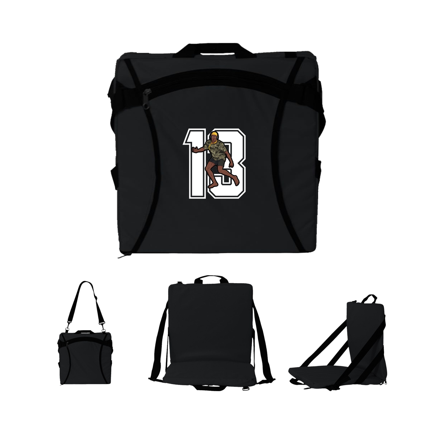 Folding Stadium Seat — Number in Black