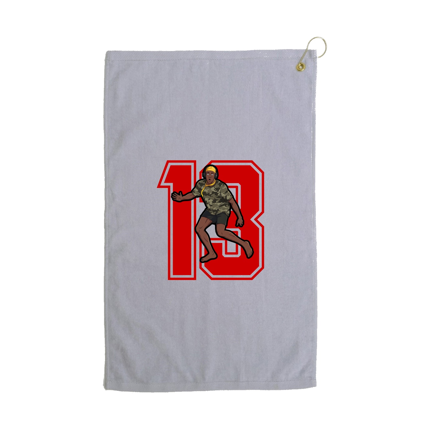 Golf Towel — Number in Grey