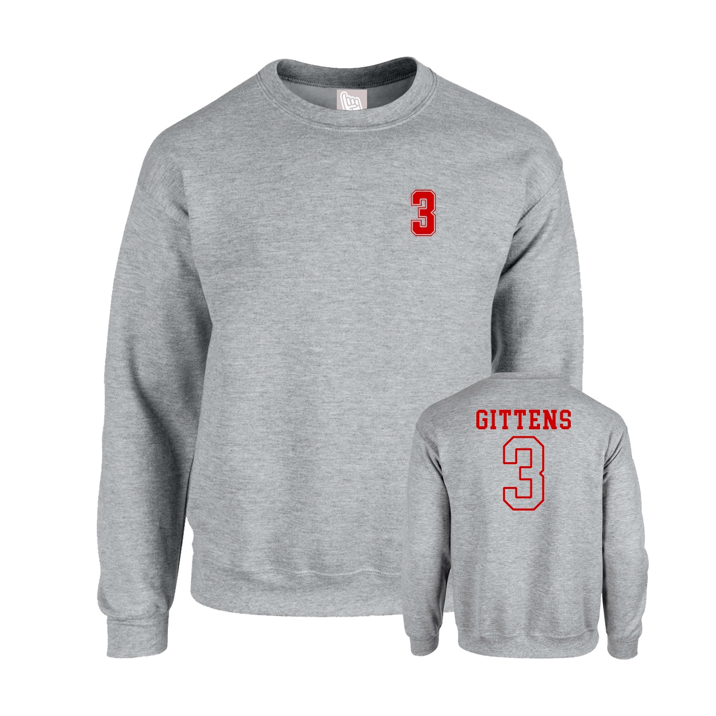 Fleece Crew — Chest Back in Grey