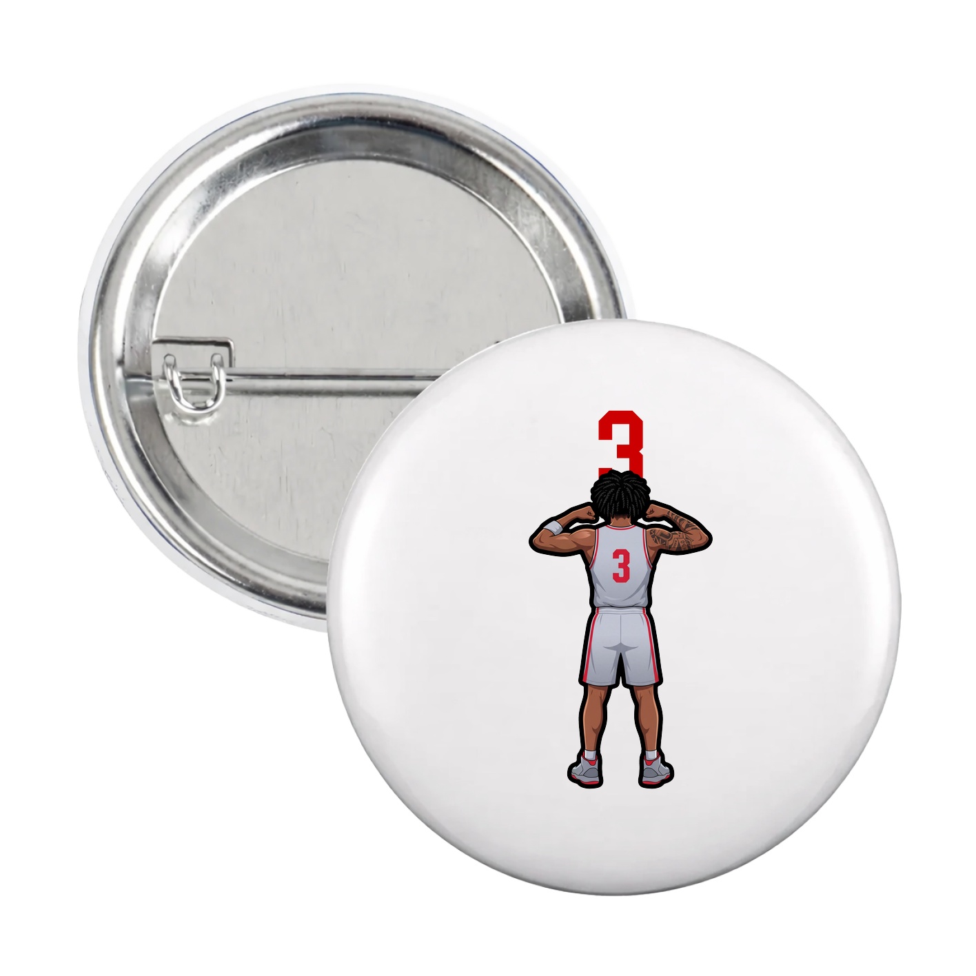 Game Day Button — Number Top in White