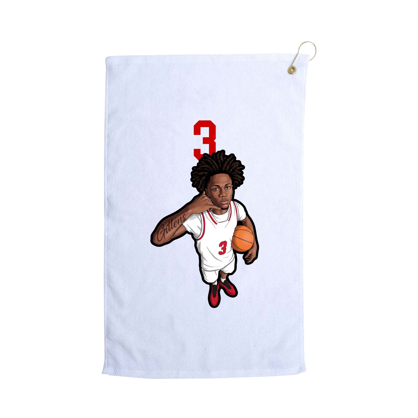 Golf Towel — Number Top in White