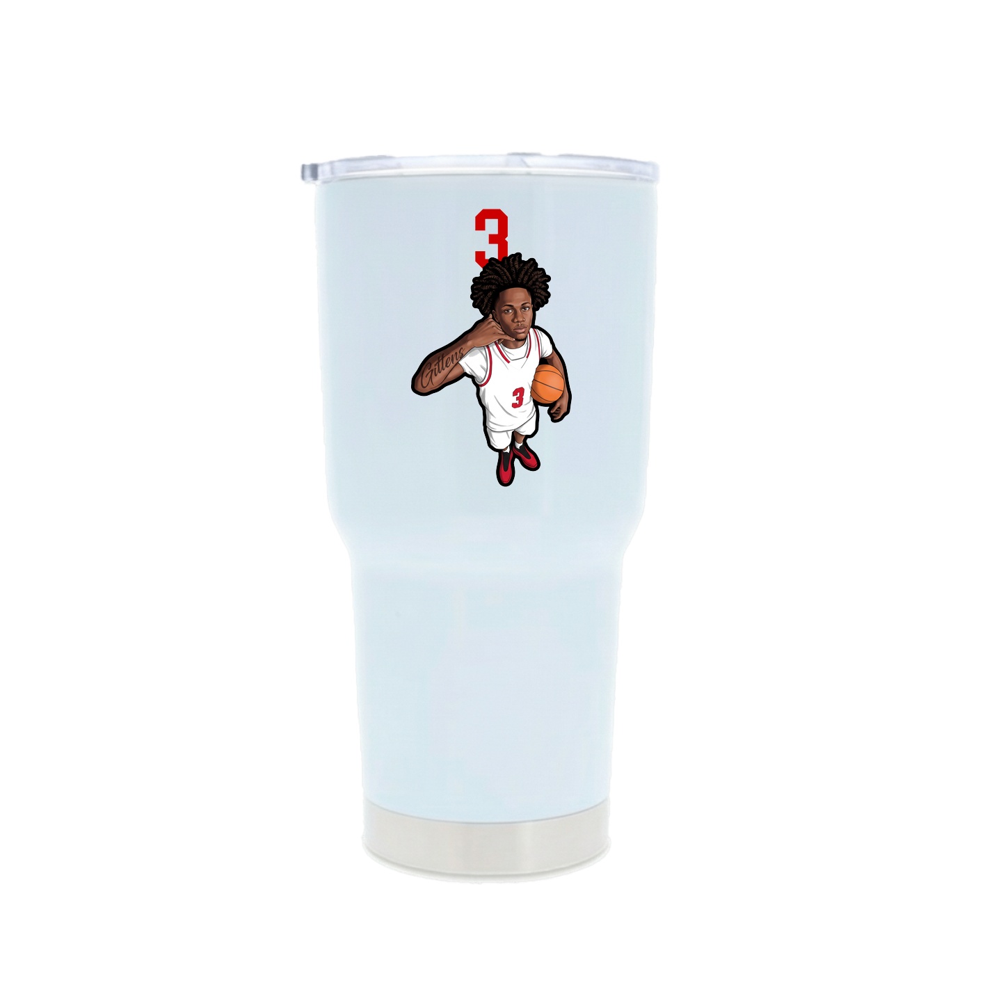 30oz Stainless Steel Tumbler — Number Top in White