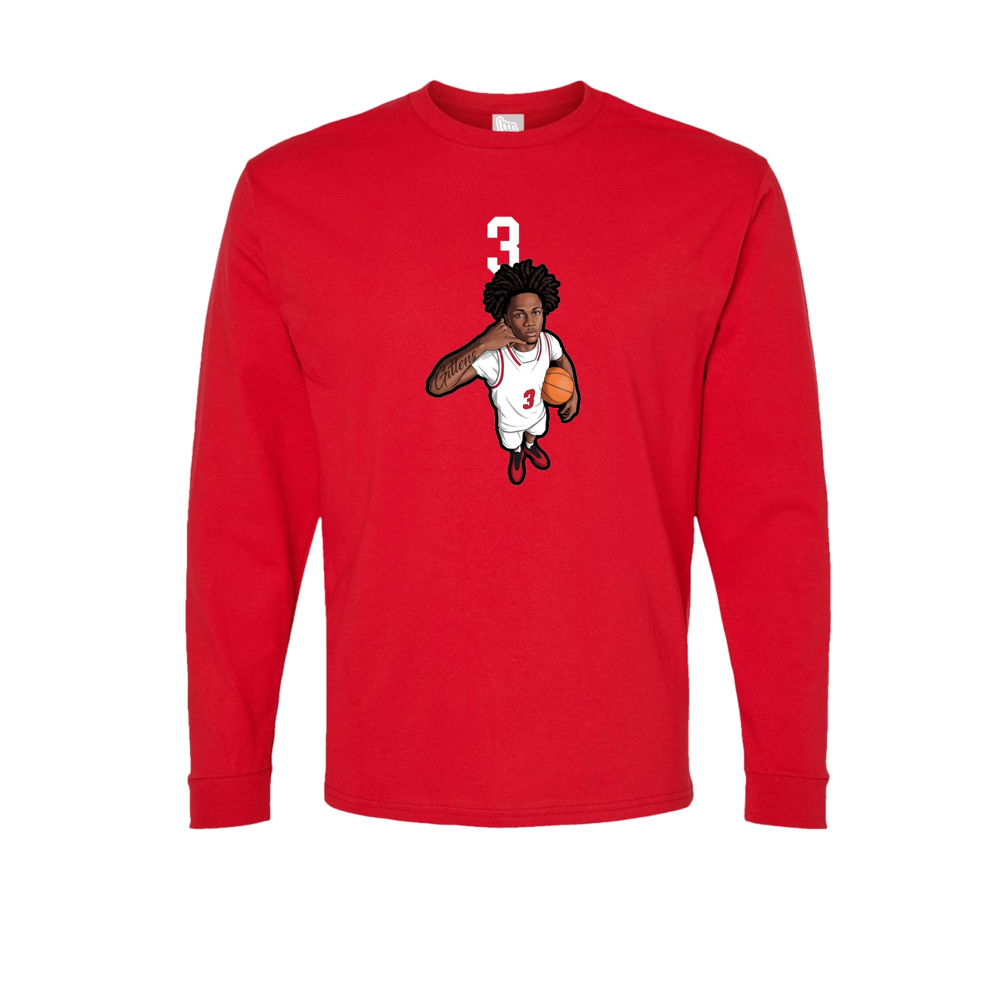 Long Sleeve Tee — Number Top in Red