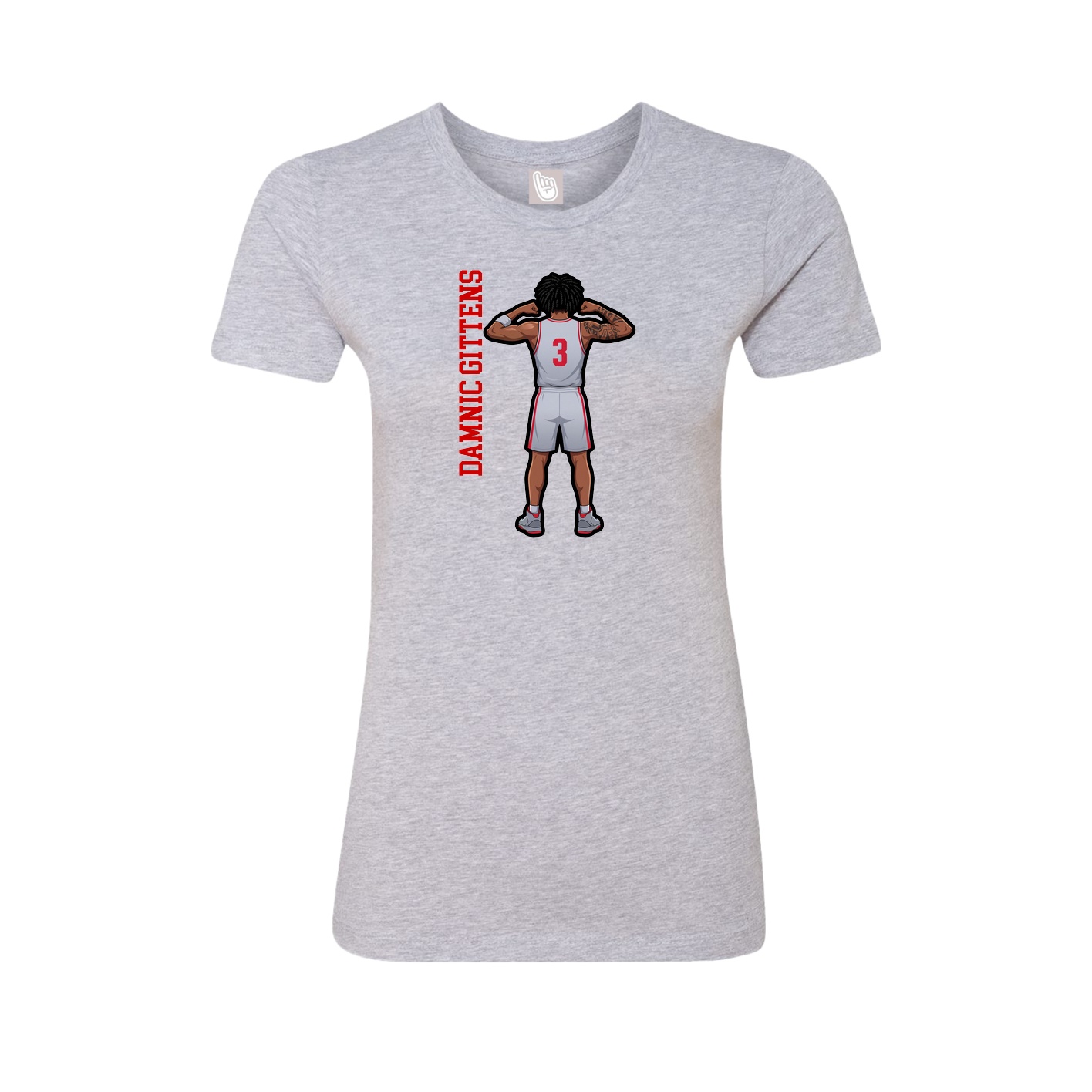 Fitted Women's Tee — Name Vertical in Grey