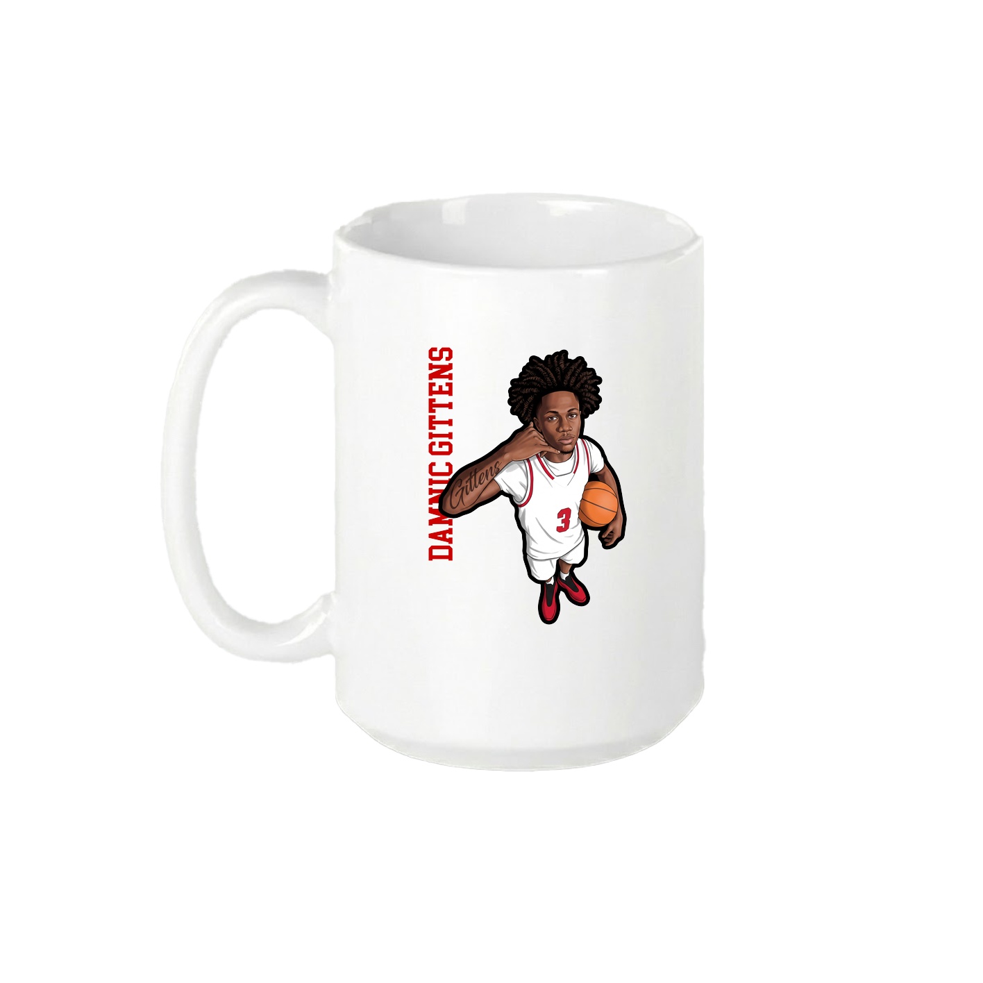 15oz Coffee Mug — Name Vertical in White